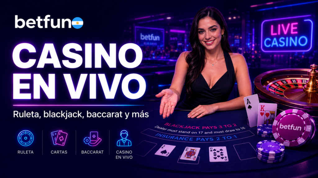 Casino en vivo de Betfun con ruleta, blackjack, baccarat y crupieres en tiempo real